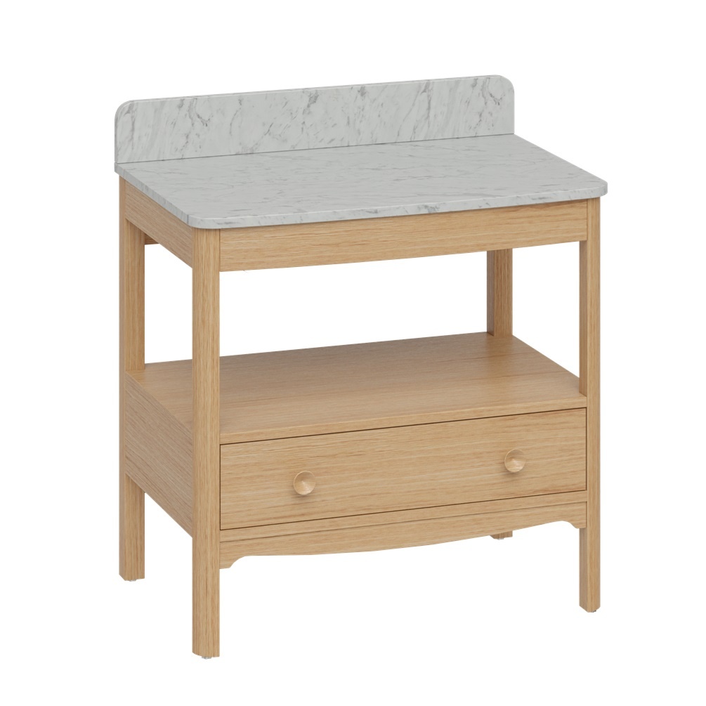 Product cut out Image of Burlington Guild 850 Light Oak Furniture Unit and Carrara Worktop GU8500DLOK_FS GU850TMC