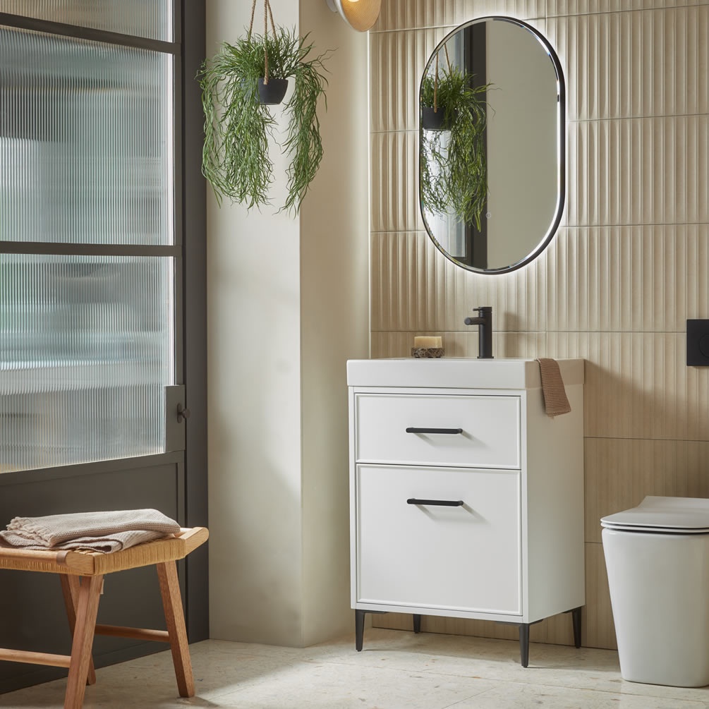 Tavistock Arlington 600mm White Freestanding Vanity Unit & Basin - Lifestyle Image 1