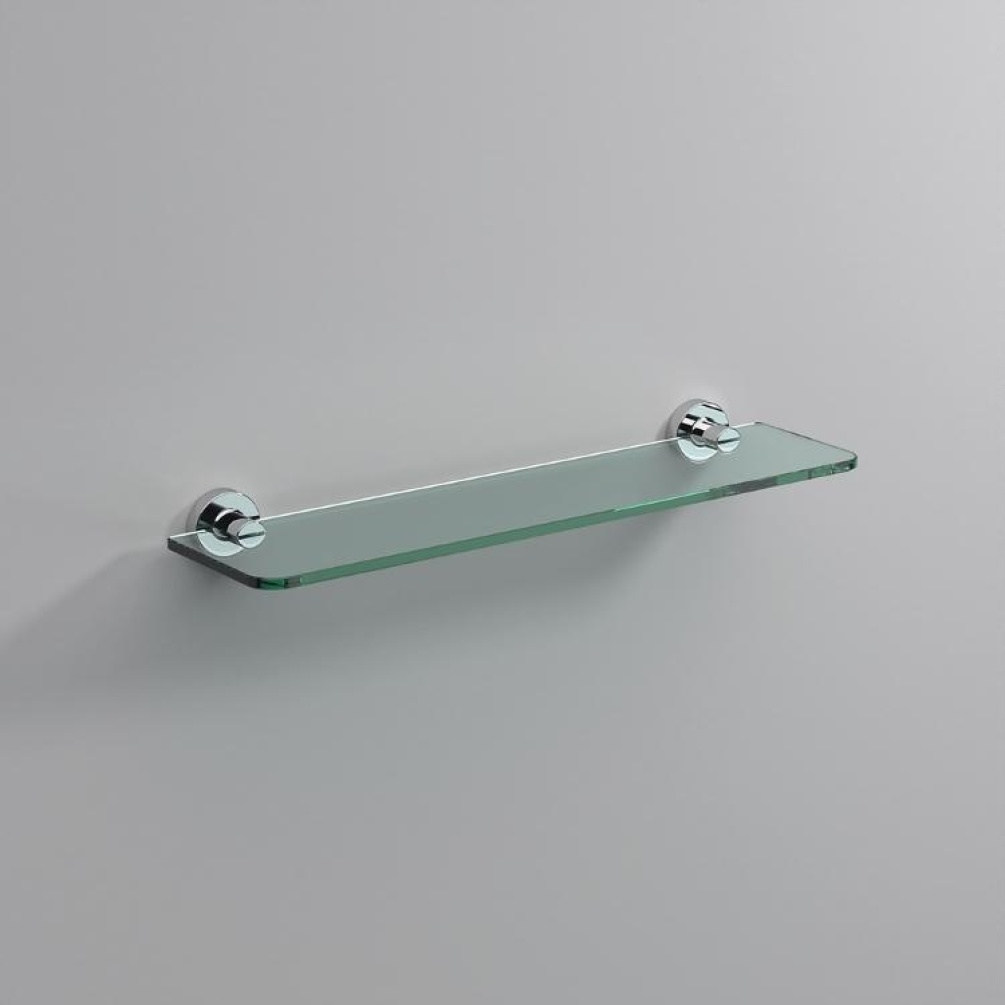 Close up product image of the Origins Living Tecno Project Chrome Glass Shelf