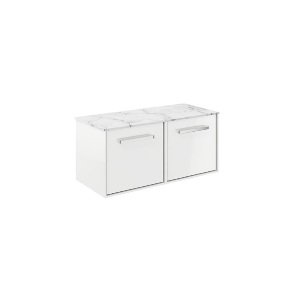 Cutout image of Crosswater Infinity 1000mm White Gloss Vanity Unit & Carrara Marble Worktop