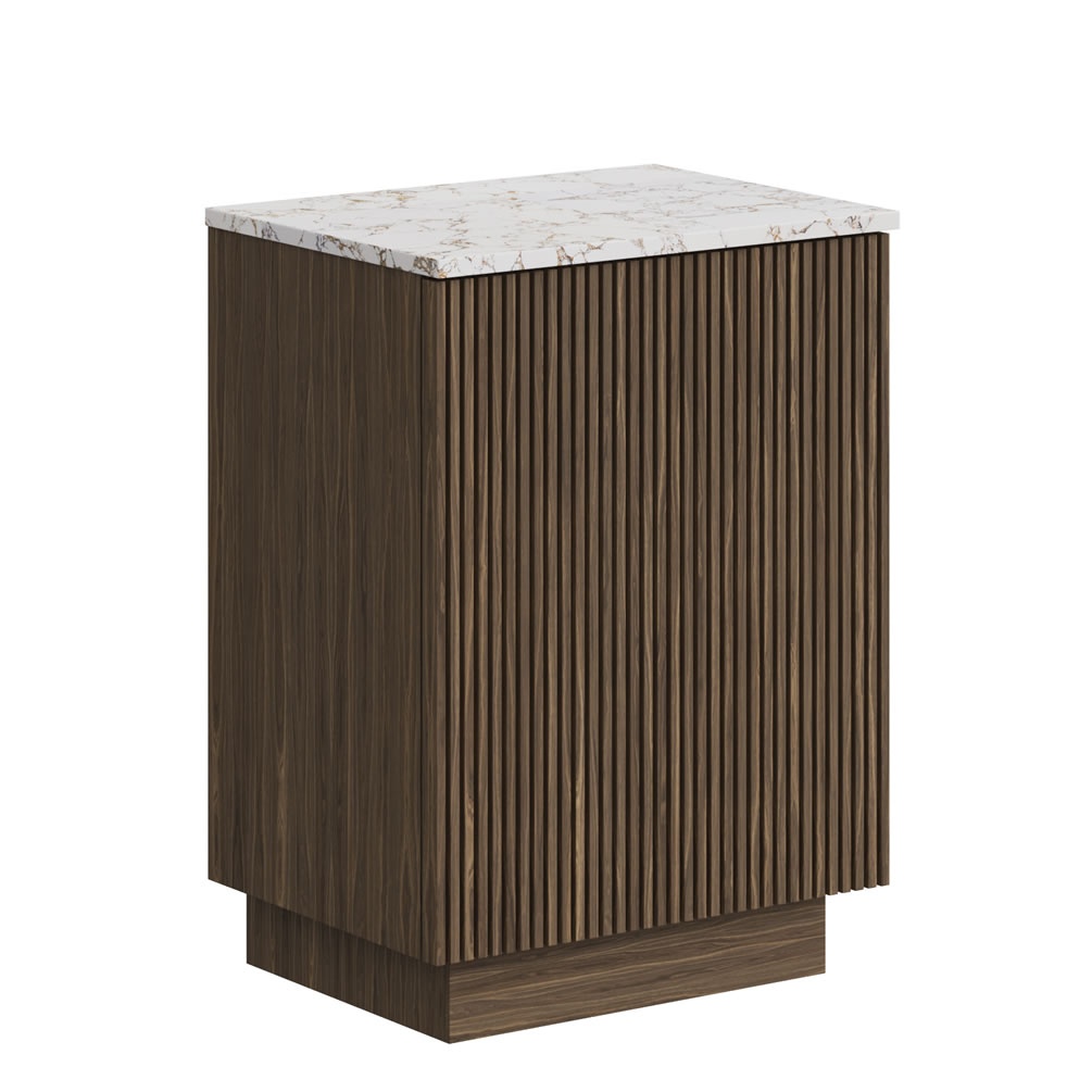 Crosswater Limit Royal Walnut 600mm Floorstanding Vanity Unit & Gold Vein Estatuario Worktop