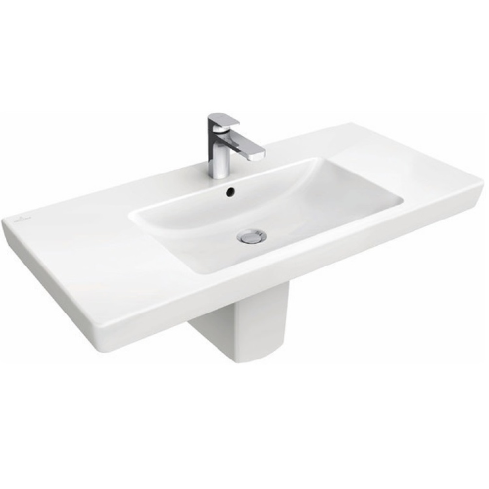 Product cut out image photo of Villeroy and Boch 1000mm Subway 2.0 Vanity Basin with semi pedestal 7175A001
