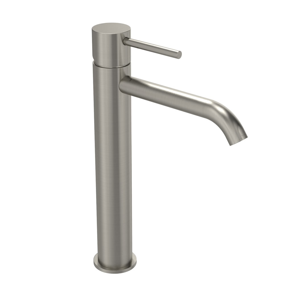 Tavistock Cohort Lever Stainless Steel Tall Mono Basin Mixer Tap With Click Waste