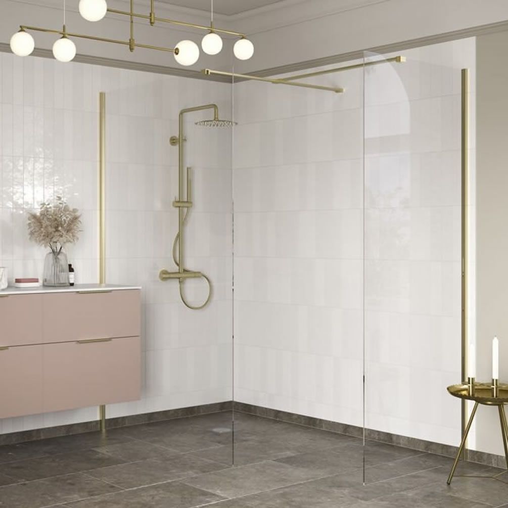 Apex 500mm Brushed Brass 8mm Wetroom Screen