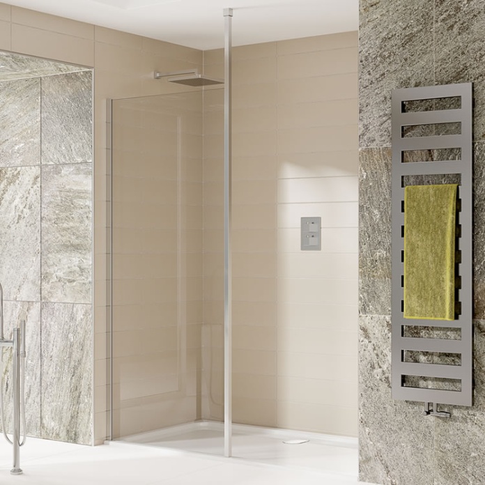 Elite Wet Room Glass Screen With Ceiling Post