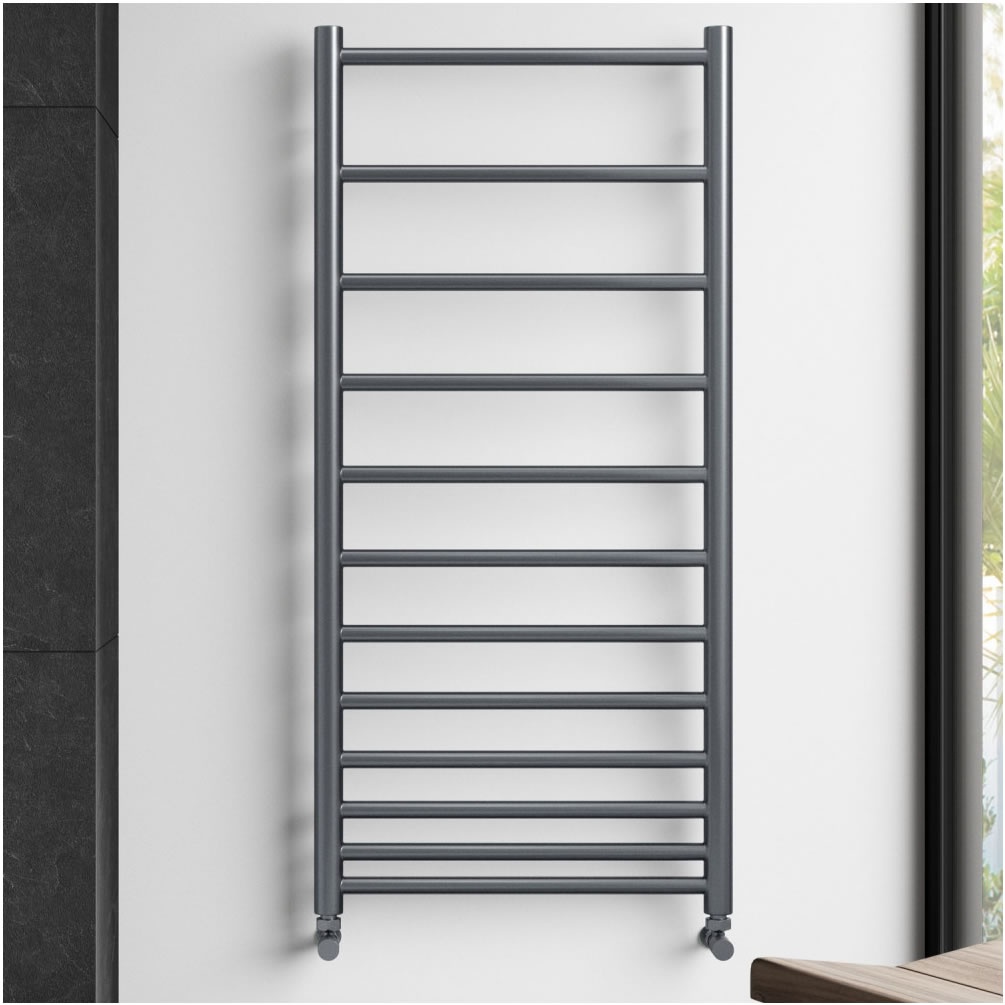 Lifestyle image of Redroom by Barwick Crescendo Anthracite 1062 x 500 Towel Radiator