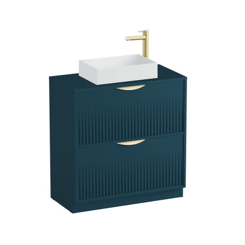 Vado Safari Fluted 800mm Atlantic Blue Floorstanding Vanity Unit & Worktop