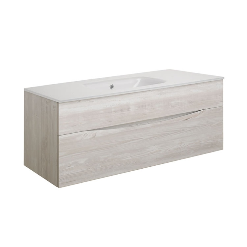 Cutout image of Crosswater Glide II Nordic Oak 1000 Wall-Hung Vanity Unit with Ice White Glass Basin