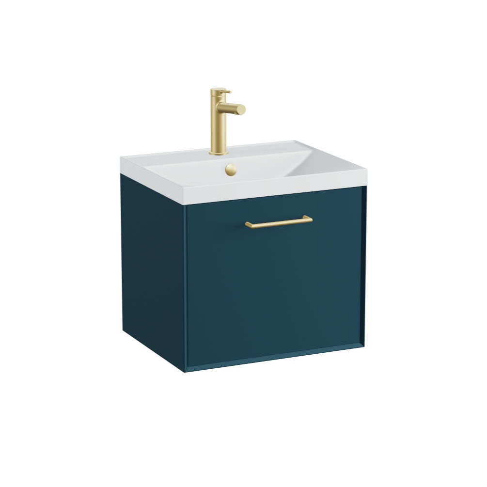 Vado Safari Smooth 500mm Atlantic Blue Wall Hung Vanity Unit & Mineral Basin