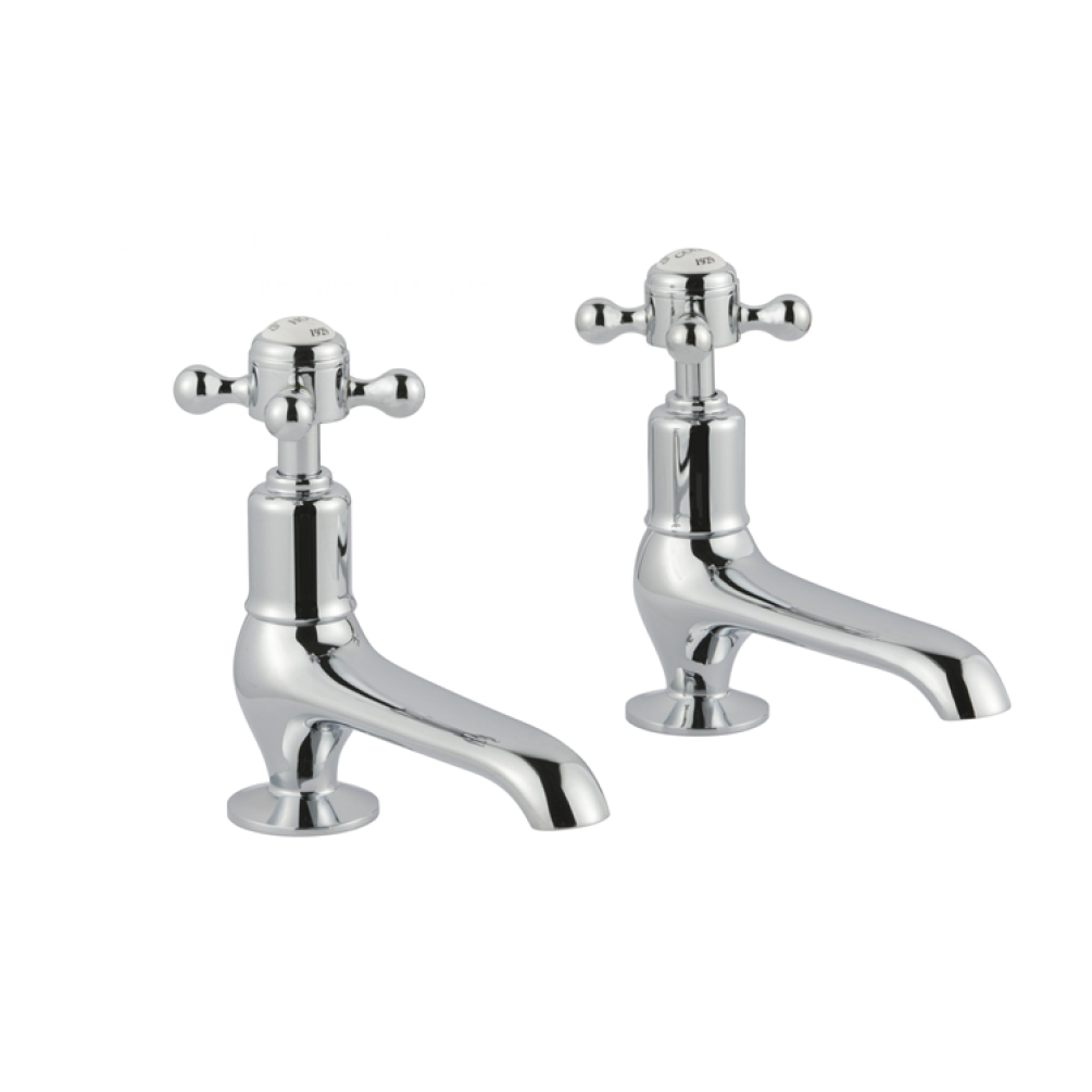 Photo of JTP Grosvenor Cross Chrome Long Nose Basin Taps Cutout - White Indices