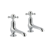 Photo of JTP Grosvenor Cross Chrome Long Nose Basin Taps Cutout - White Indices