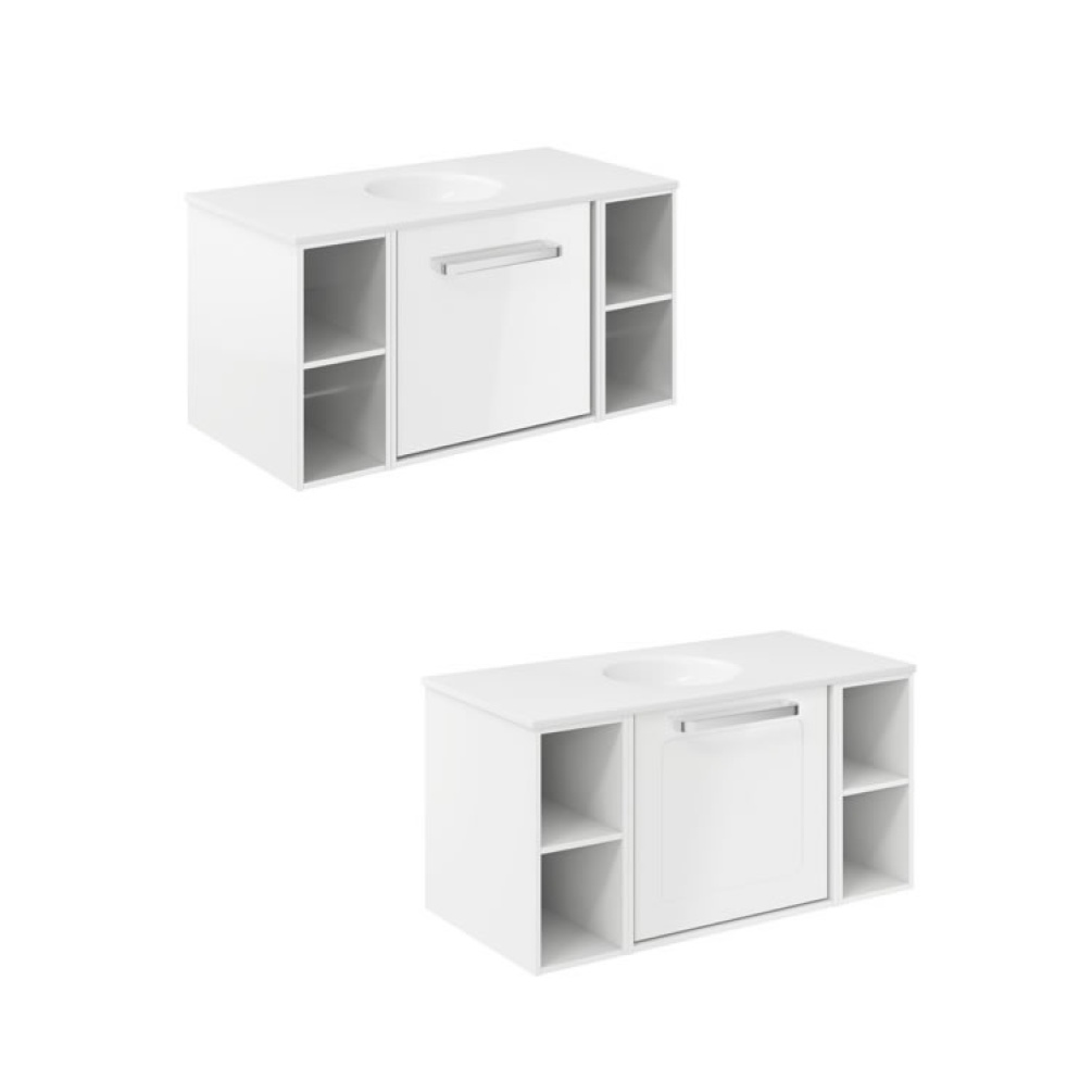 Cutout image of Crosswater Infinity 900mm White Gloss Wall-Hung Vanity Unit & Basin