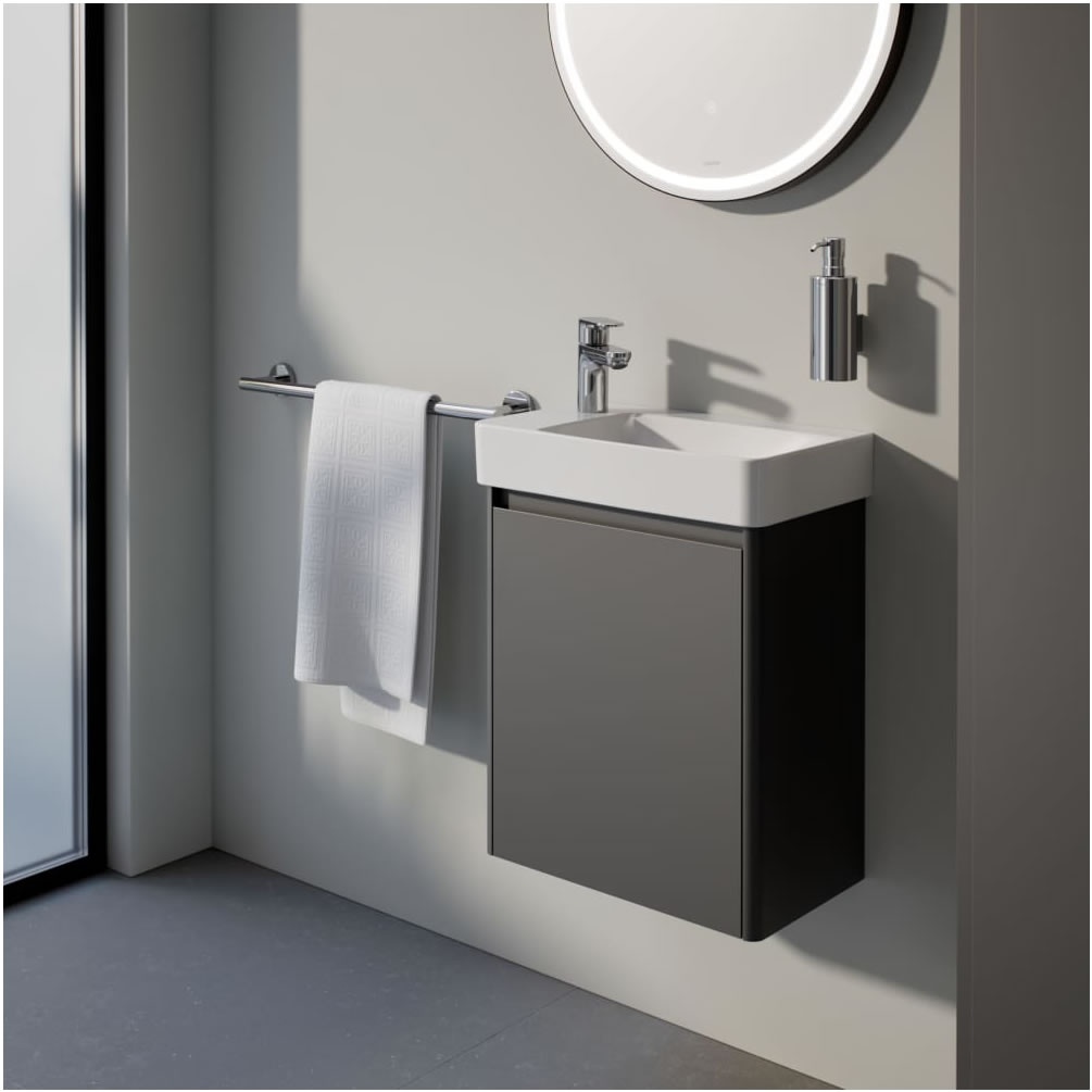 Lifestyle image of Laufen Base 2.0 Traffic Grey 480mm Wall-Hung Vanity Unit & Basin