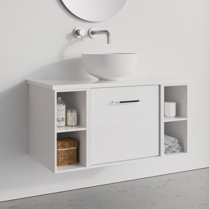 Lifestyle image of Crosswater Infinity 900mm White Gloss Vanity Unit & Worktop