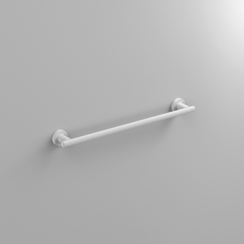 Close up product image of the Origins Living Tecno Project White 510mm Towel Rail