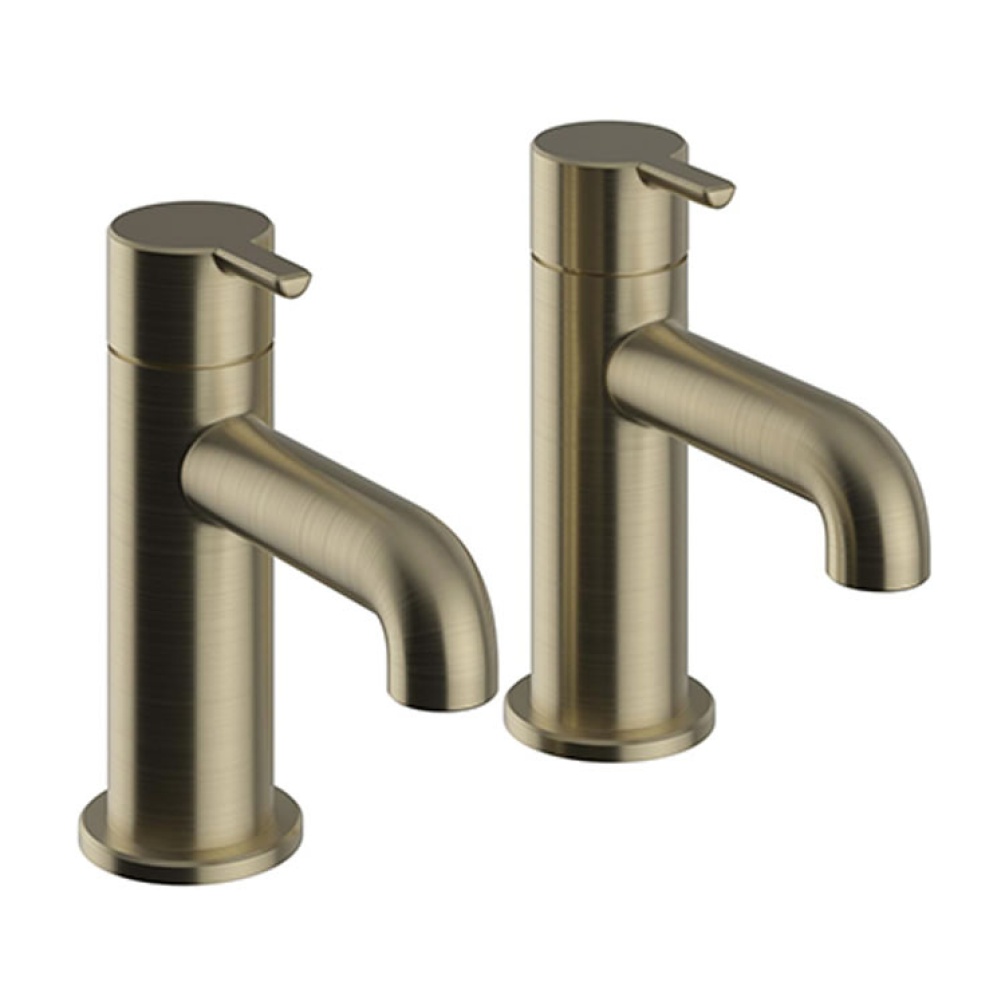 Heritage Dartmouth Brushed Brass Bath Pillar Taps