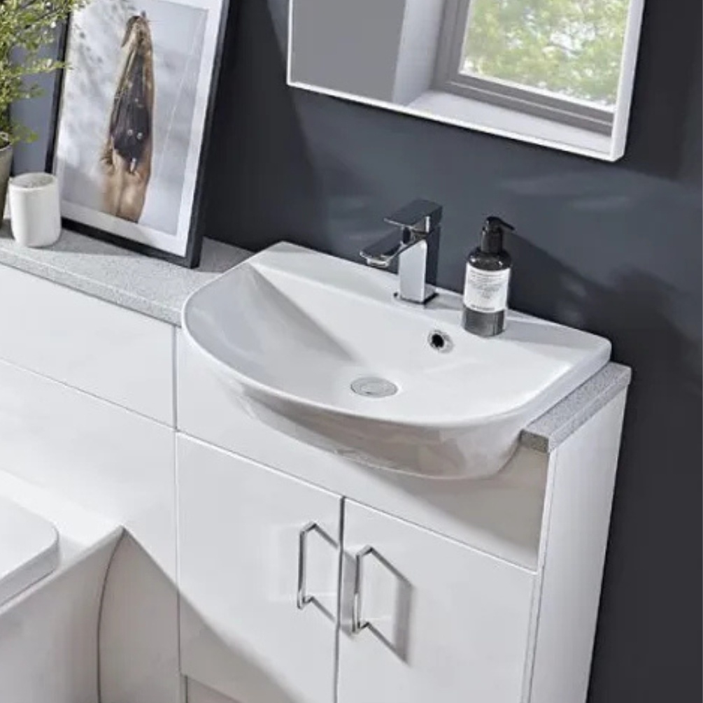 Lifestyle image of the Tavistock Orbit 560mm Semi-Countertop Basin
