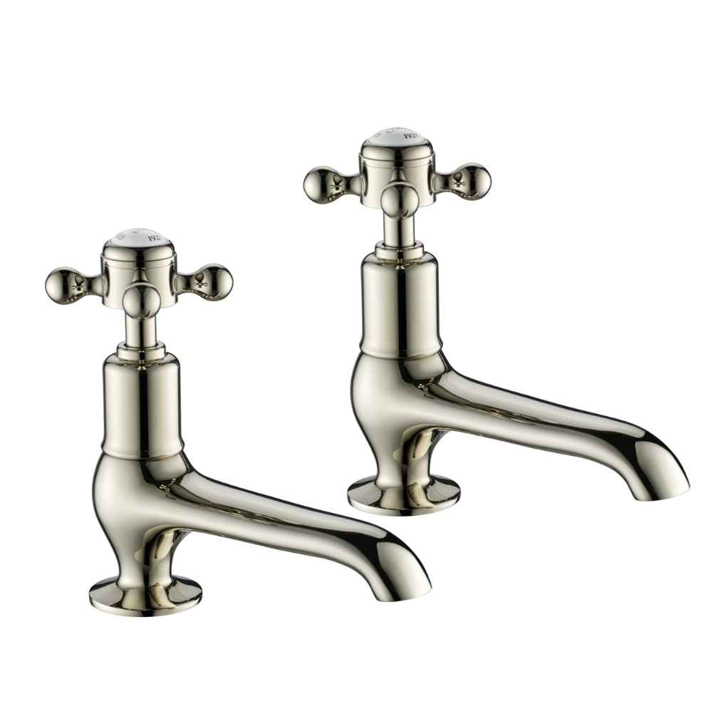 JTP Grosvenor Antique Nickel Long Nose Basin Taps Cut Out