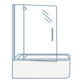 Iconography image of a hinged shower screen with fixed panel