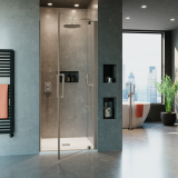 Lifestyle Photo of Crosswater Optix 10 Brushed Stainless Steel Pivot Shower Door