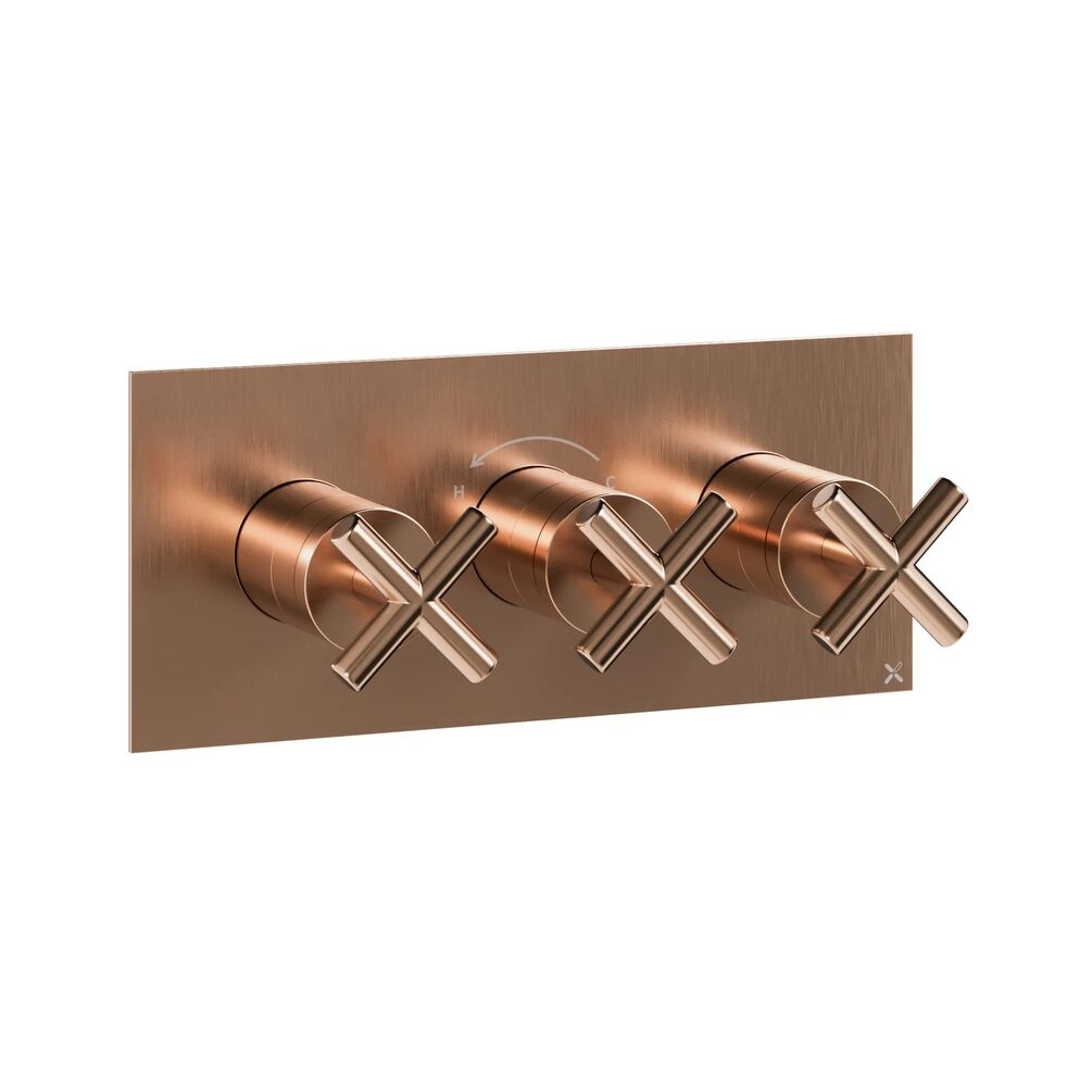 Crosswater MPRO Crosshead Brushed Bronze Landscape 2 Outlet 3 Handle Shower Valve