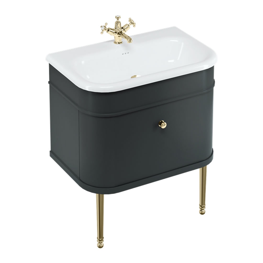 Burlington Chalfont 750mm Basin, Matt Black Unit & Gold Legs