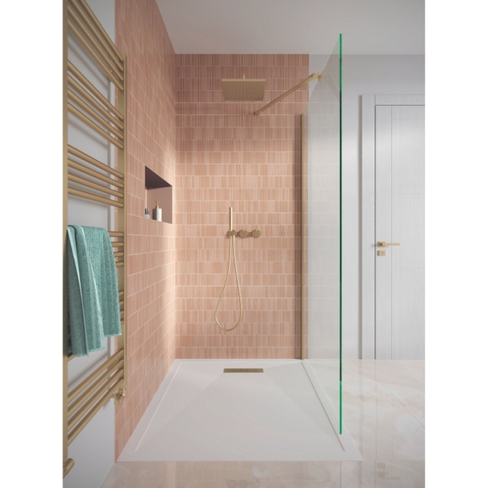 Crosswater Gallery 8 Brushed Brass 1400mm Wetroom Screen - Lifestyle Image 1