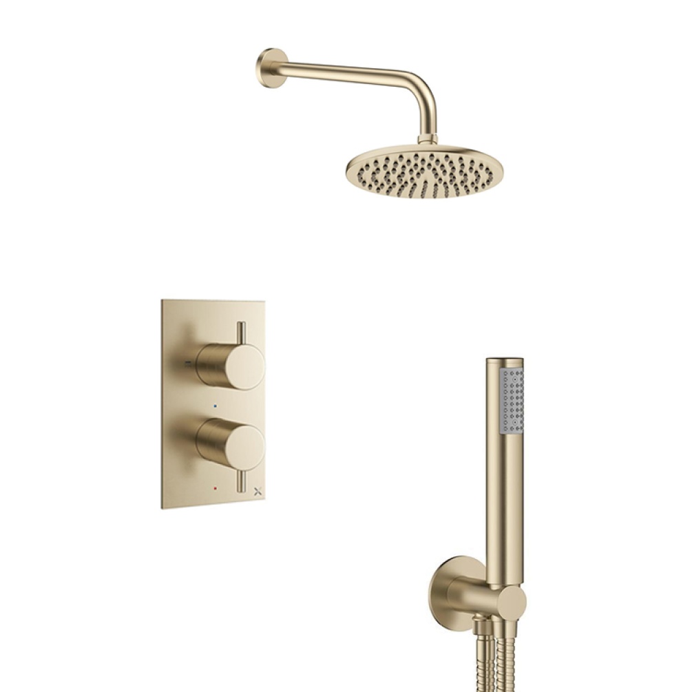 Photo of Crosswater MPRO Brushed Brass Fixed Head Shower Pack with Handset