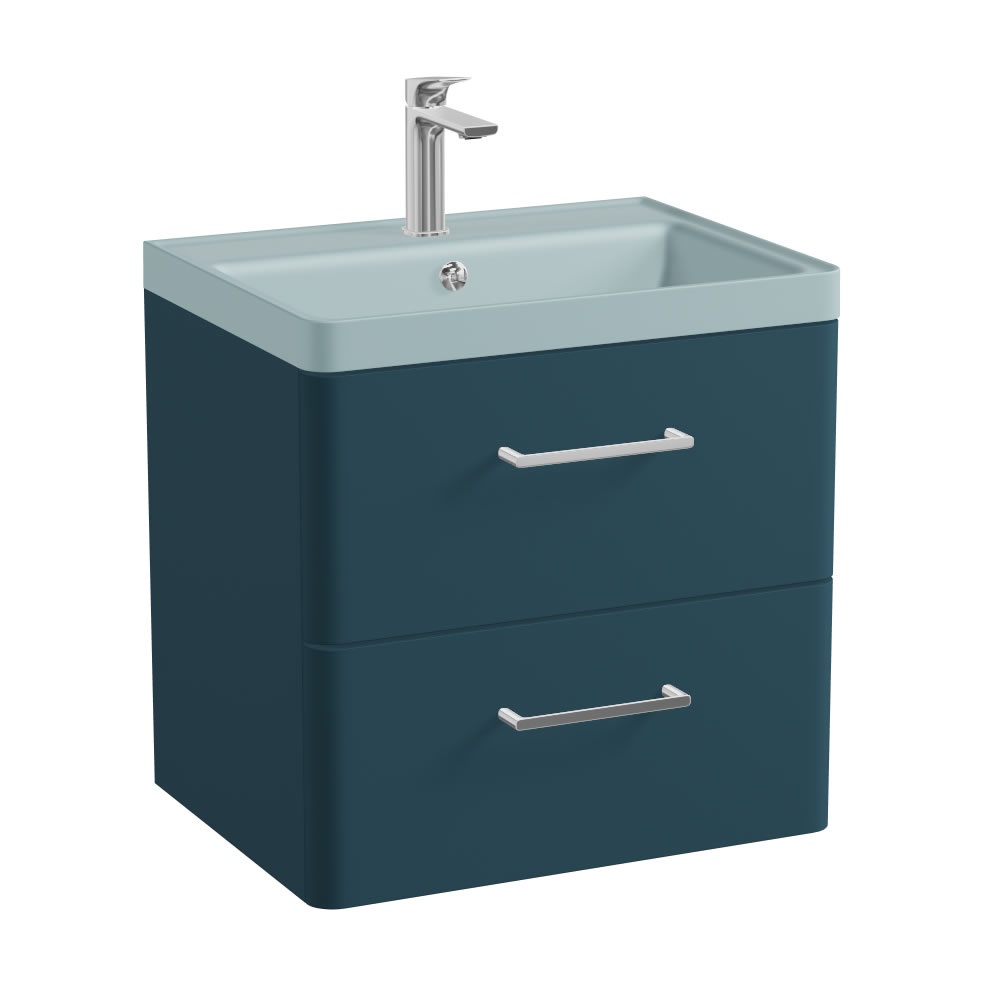 Vado Cameo 600mm Atlantic Blue Wall Hung Vanity Unit & Cove Blue Basin
