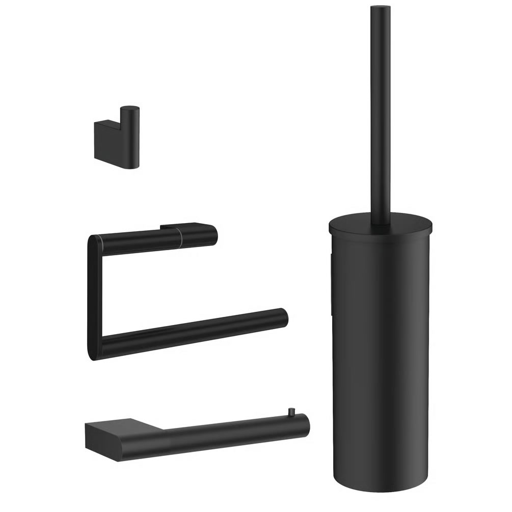Cutout image of Crosswater MPRO Matt Black Wall-Mounted Accessory Set
