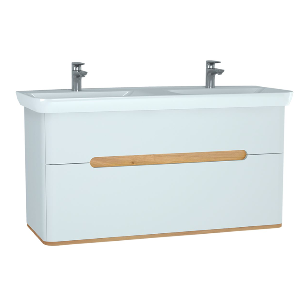 Photo of Vitra Sento Matt White Double Basin Vanity Unit Cutout