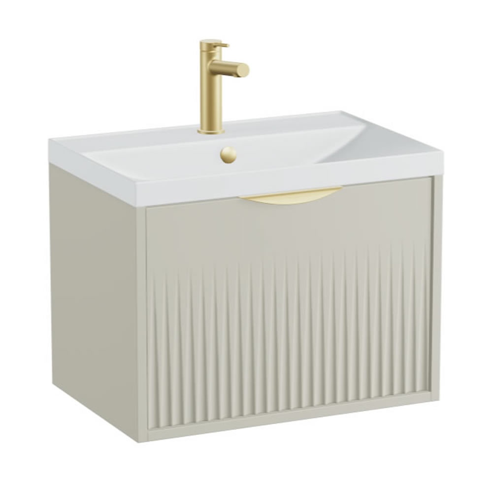 Vado Safari Fluted 600mm Cashmere Wall Hung Vanity Unit & Mineral Basin