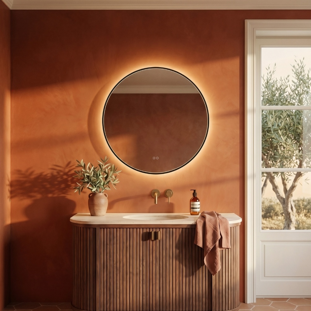 Origins Living Kingsley Round 800mm Black Mirror Lifestyle Image