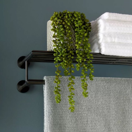 Lifestyle image of Vado Individual Spa Brushed Black Towel Shelf & Rail