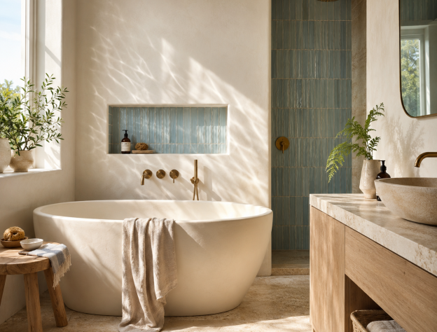 Lifestyle image of a coastal-inspired bathroom