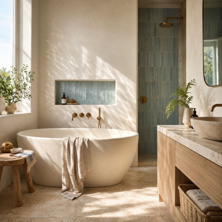 Lifestyle image of a coastal-inspired bathroom