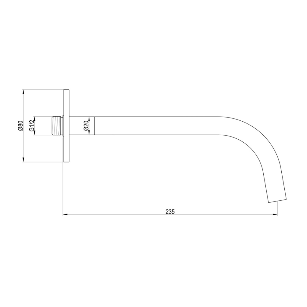 Product Specification image of the JTP Vos Brushed Black 250mm Slim Bath/Basin Spout