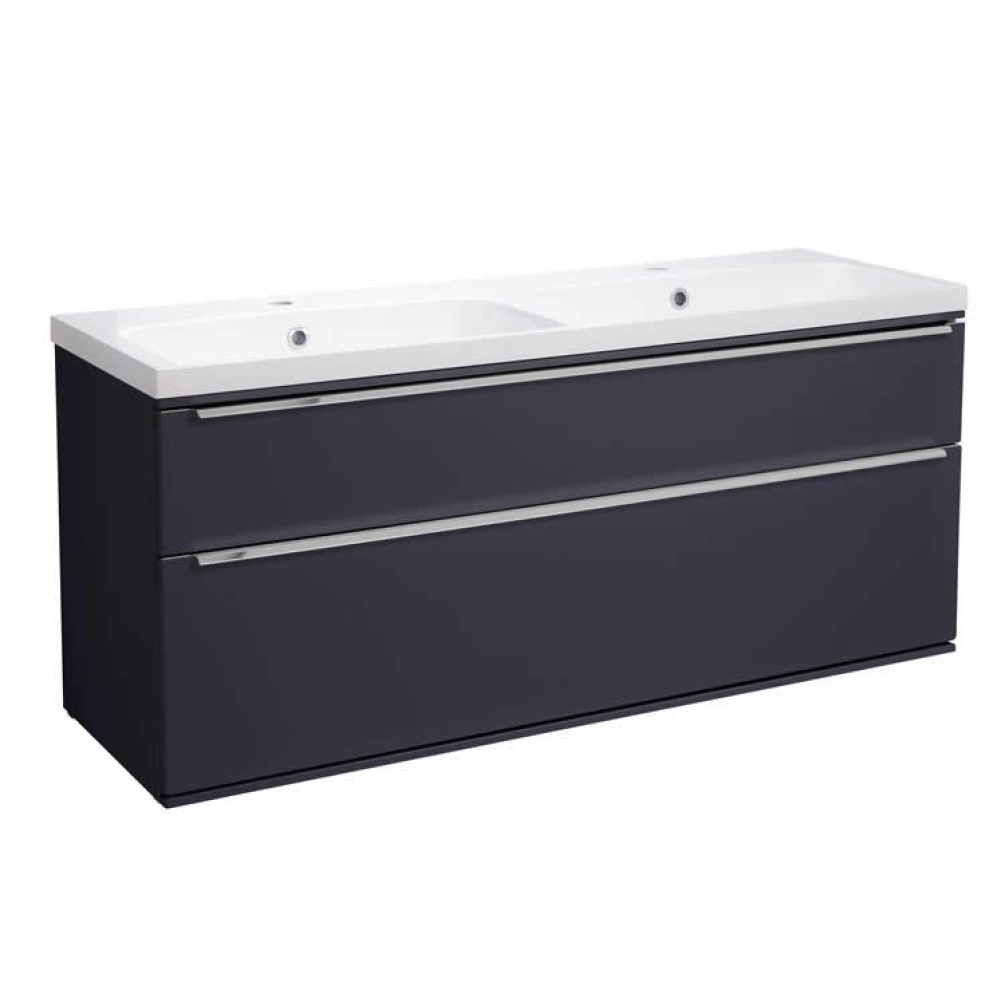 Roper Rhodes Scheme 1200mm Matt Carbon Wall Mounted Vanity Unit with Double Basin - Image 1