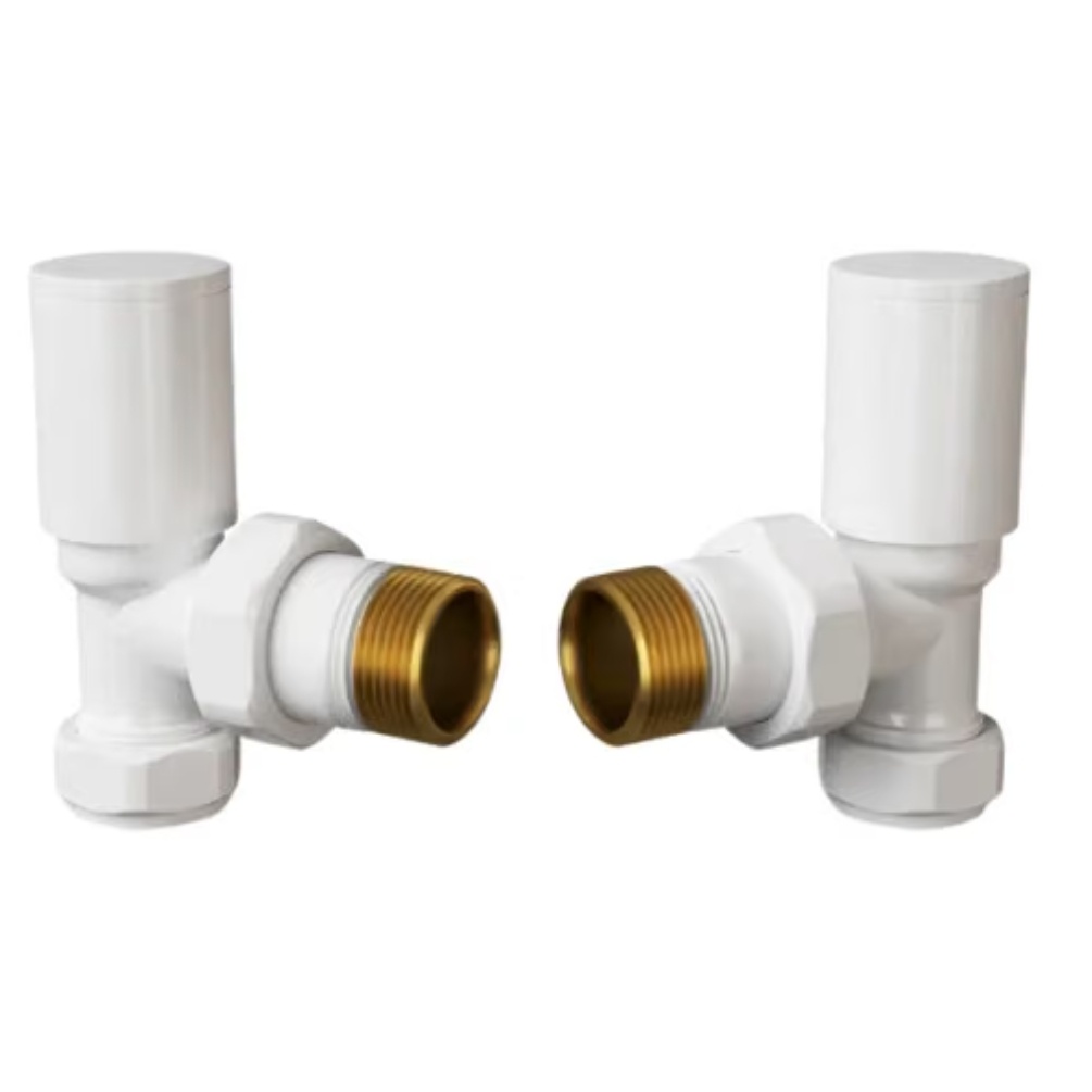 Crosswater Matt White Angled Towel Radiator Valves Cut Out