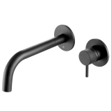 Photo of JTP Vos Matt Black Wall Mounted Basin Mixer with Designer Knurled Handle Outline