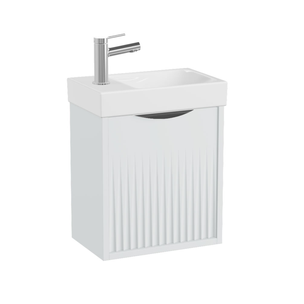Vado Safari Fluted 400mm Arctic White Wall Hung Cloakroom Vanity Unit & Ceramic Basin