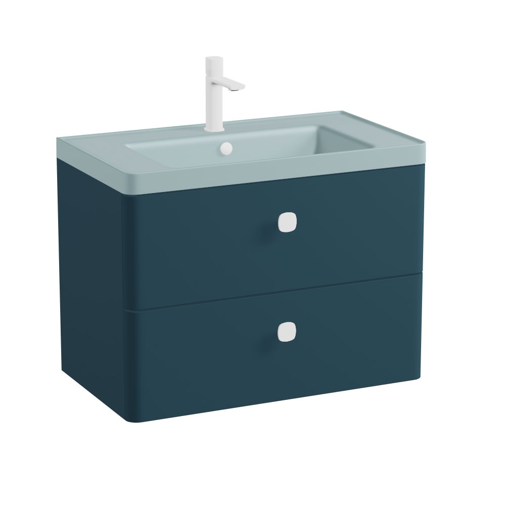 Vado Cameo 800mm Atlantic Blue Wall Hung Vanity Unit & Cove Blue Basin