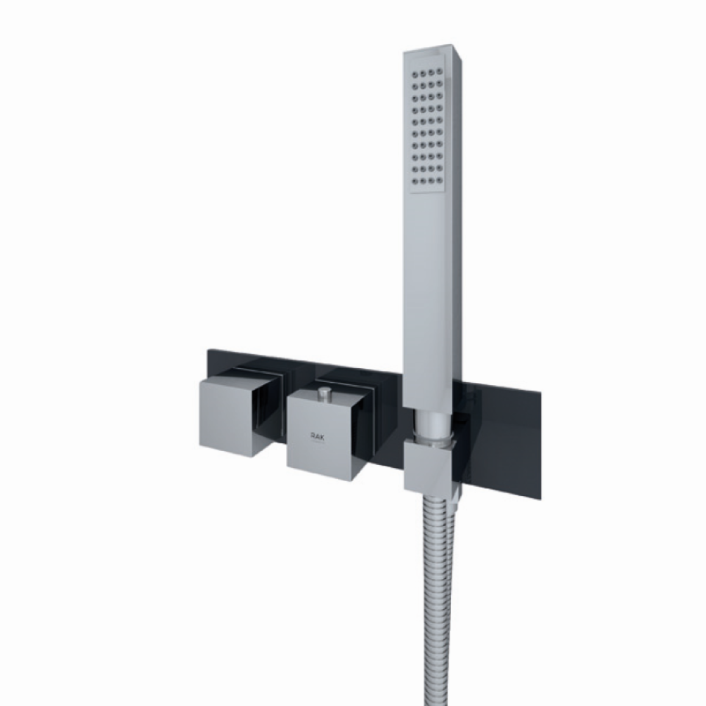 Photo of RAK Feeling Square Dual Shower Valve and Kit in Black
