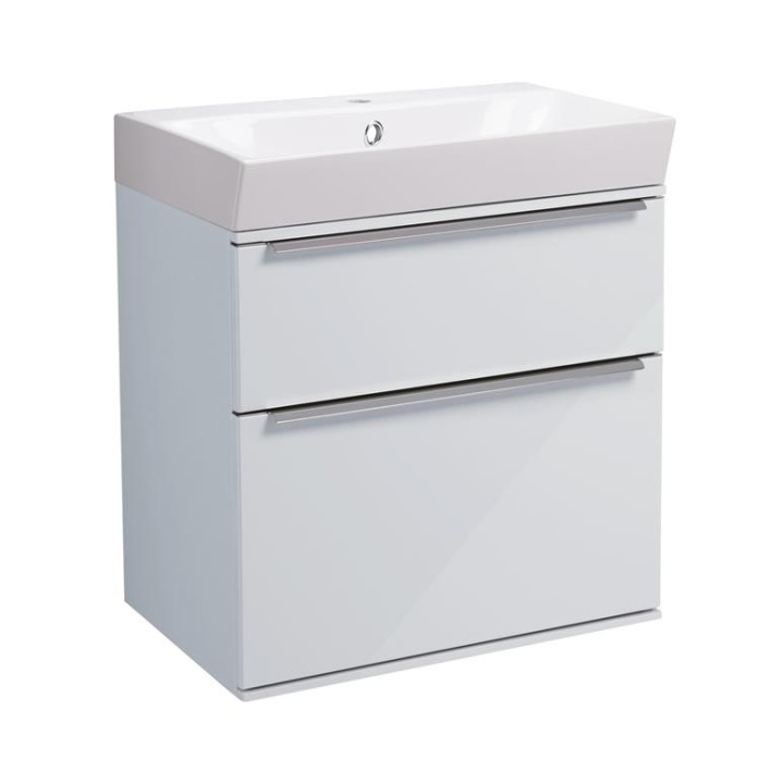 Roper Rhodes Scheme 500mm Gloss Light Grey Wall Mounted Vanity Unit and Basin - Image 1