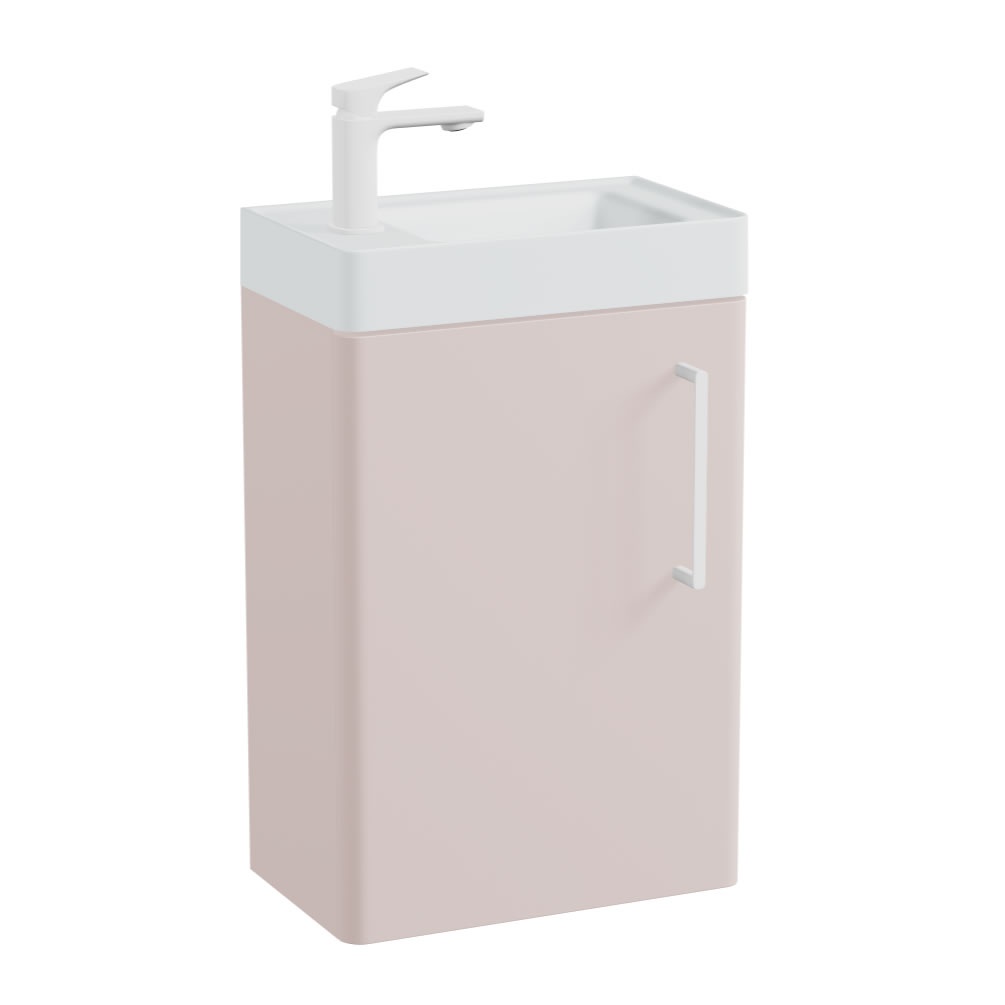 Vado Cameo 400mm Pink Clay Wall Hung Vanity Unit & Arctic White Basin - Left Hand