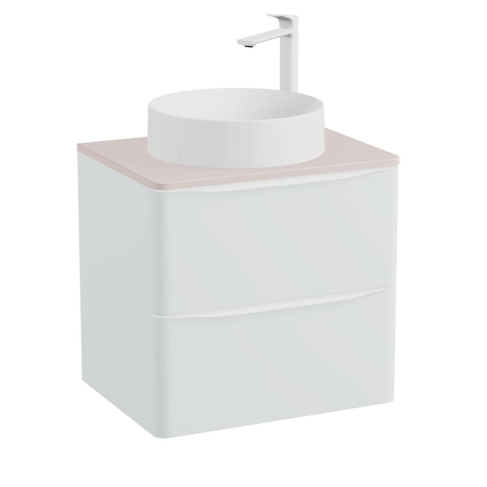 Vado Cameo 600mm Arctic White Wall Hung 2 Drawer Vanity Unit, Worktop & Basin