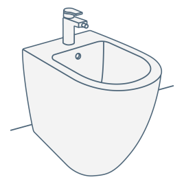 iconography image of a back to wall bidet, also called btw bidets