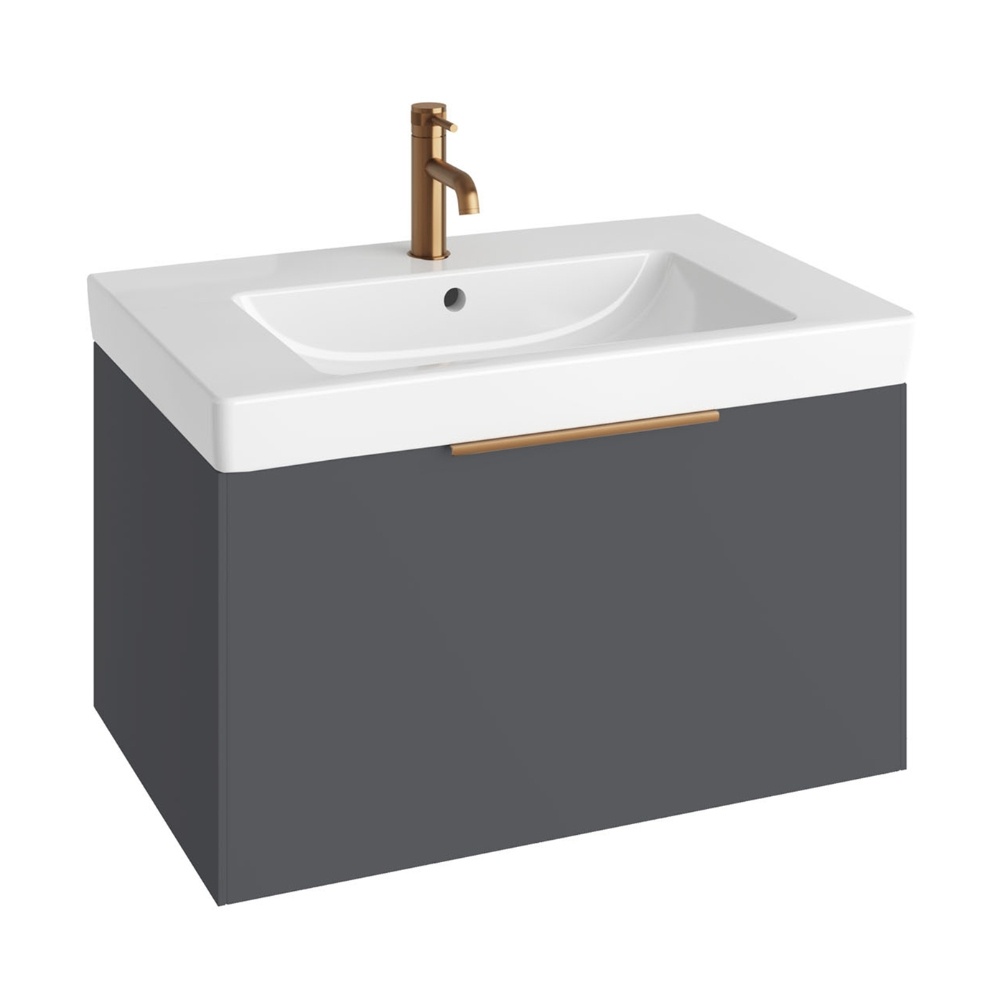 Product Cut out image of the Abacus Concept Simple S3 Anthracite 800mm Basin & Vanity Unit with an Anthracite Furniture Handle