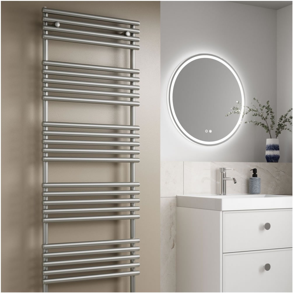 Lifestyle image of Velaro TT Lux Inox 1355 x 496mm Towel Radiator