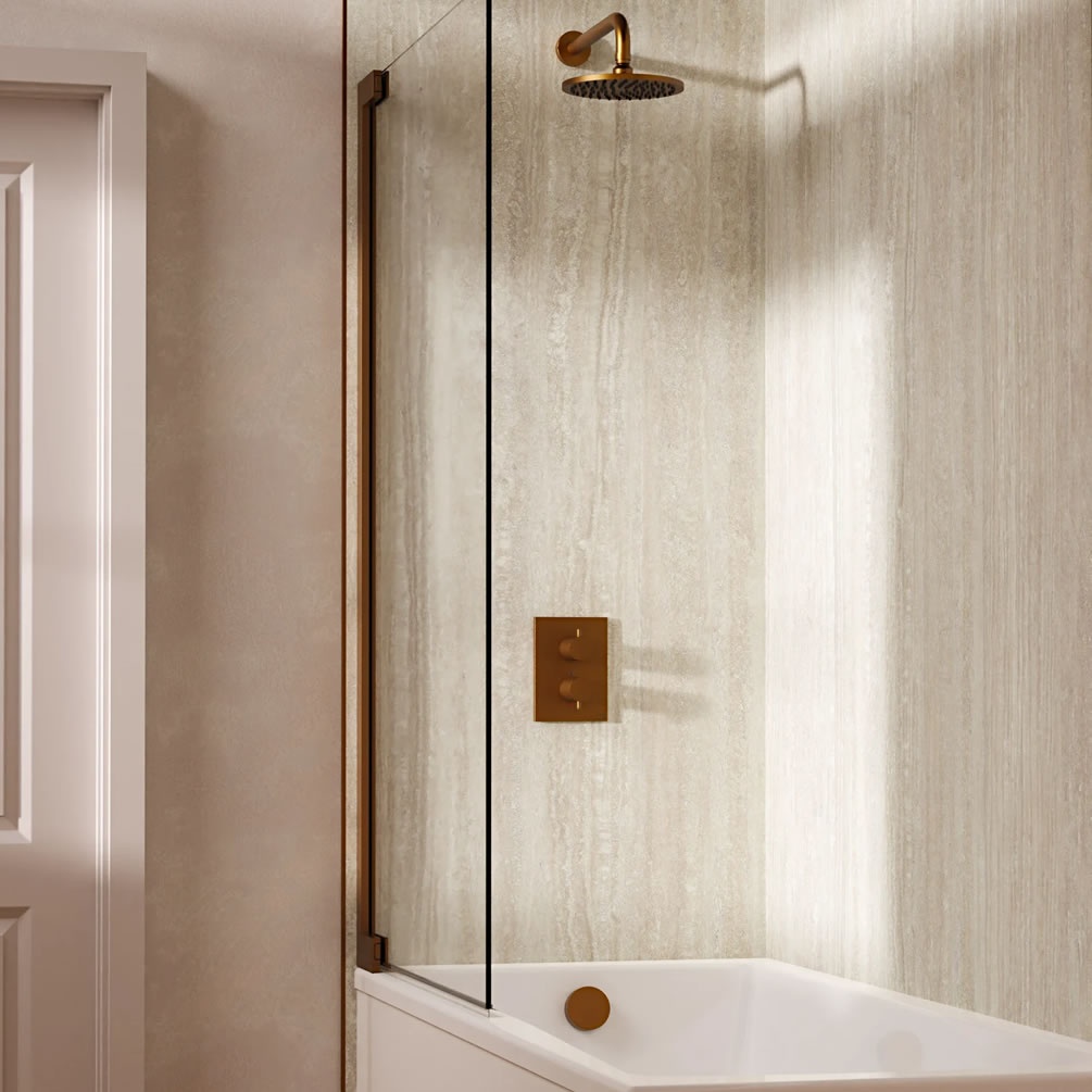 Lifestyle image of Crosswater Crossbox Brushed Bronze Dual Outlet Shower Bath Set